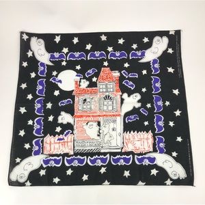 Vintage Halloween Glow in the Dark Bandana Haunted House Decor Ghosts Bats